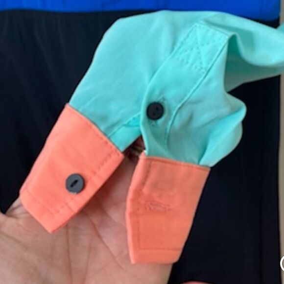 I Heart Ronson Bright Color Blocked Long Sleeve Button Up Shirt Dress Size Small - Picture 10 of 11